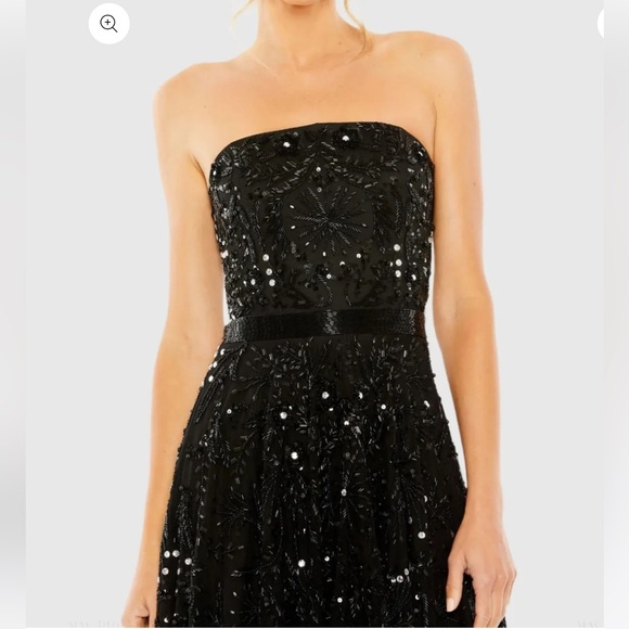 MAC DUGGAL Black Strapless Embellished A Line Dress - Picture 2 of 8